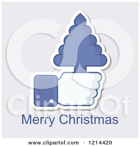 Clipart of a Hand Icon Holding a Tree with Merry Christmas Text - Royalty Free Vector Illustration by Eugene