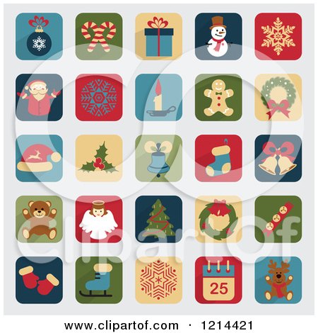 Clipart of Christmas App Icons - Royalty Free Vector Illustration by Eugene