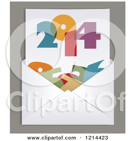 Clipart of a 2014 Letter in an Envelope - Royalty Free Vector Illustration by Eugene