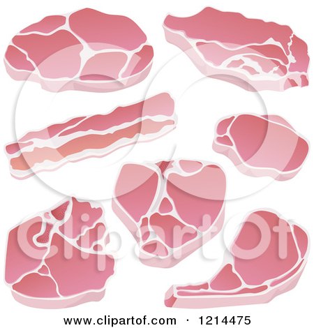 Clipart of Bacon and Pork Cuts - Royalty Free Vector Illustration by Any Vector