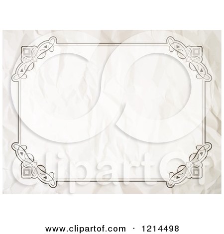 Clipart of a Vintage Crumpled Certificate Frame - Royalty Free Vector Illustration by KJ Pargeter