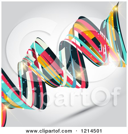 Clipart of a Colorful Squiggly Swirl on Shading - Royalty Free Vector Illustration by KJ Pargeter