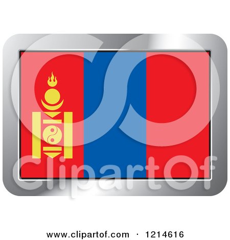 Clipart of a Mongolia Flag and Silver Frame Icon - Royalty Free Vector Illustration by Lal Perera