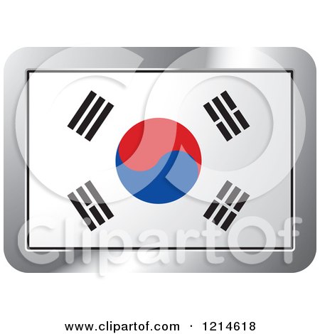 Clipart of a South Korea Flag and Silver Frame Icon - Royalty Free Vector Illustration by Lal Perera
