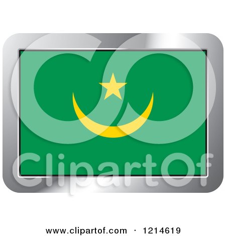 Clipart of a Mauritania Flag and Silver Frame Icon - Royalty Free Vector Illustration by Lal Perera