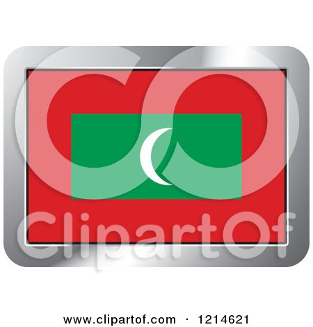 Clipart of a Maldives Flag and Silver Frame Icon - Royalty Free Vector Illustration by Lal Perera