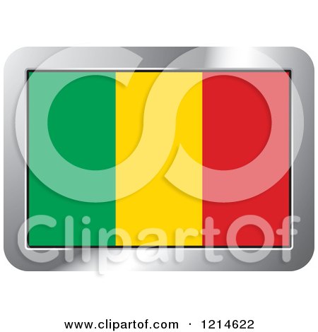 Clipart of a Mali Flag and Silver Frame Icon - Royalty Free Vector Illustration by Lal Perera