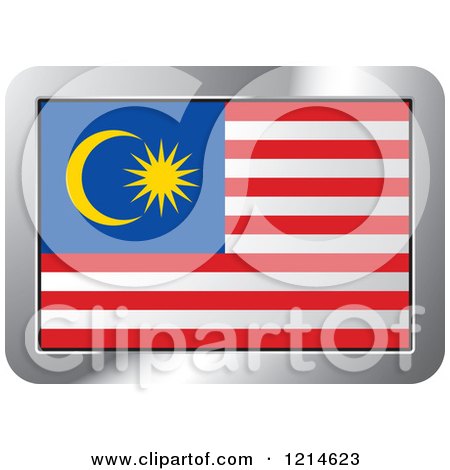 Clipart of a Malaysia Flag and Silver Frame Icon - Royalty Free Vector Illustration by Lal Perera
