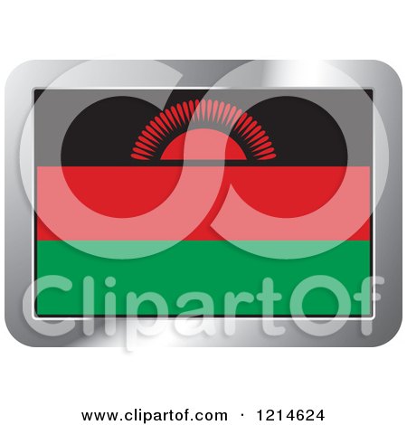 Clipart of a Malawi Flag and Silver Frame Icon - Royalty Free Vector Illustration by Lal Perera