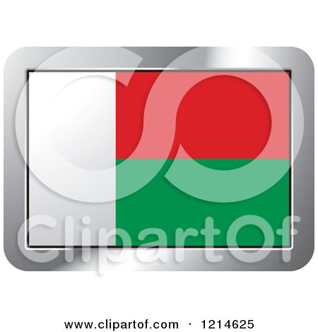 Clipart of a Madagascar Flag and Silver Frame Icon - Royalty Free Vector Illustration by Lal Perera