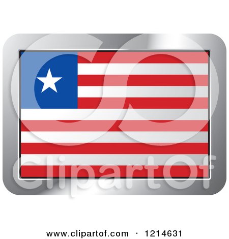 Clipart of a Liberia Flag and Silver Frame Icon - Royalty Free Vector Illustration by Lal Perera