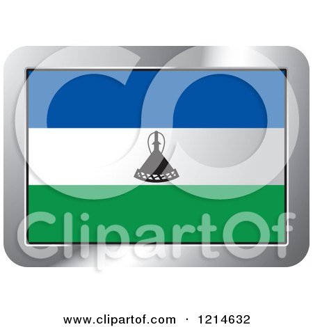 Clipart of a Lesotho Flag and Silver Frame Icon - Royalty Free Vector Illustration by Lal Perera