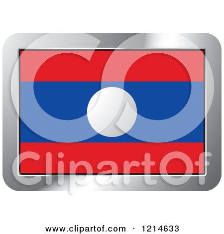 Clipart of a Laos Flag and Silver Frame Icon - Royalty Free Vector Illustration by Lal Perera