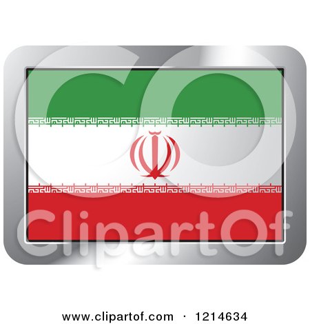Clipart of an Iran Flag and Silver Frame Icon - Royalty Free Vector Illustration by Lal Perera