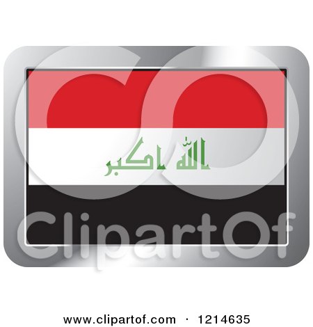 Clipart of an Iraq Flag and Silver Frame Icon - Royalty Free Vector Illustration by Lal Perera