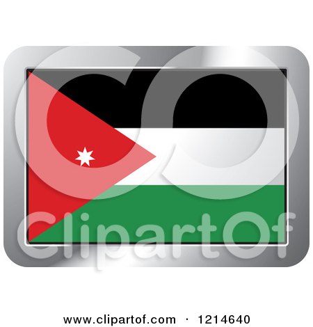 Clipart of a Jordan Flag and Silver Frame Icon - Royalty Free Vector Illustration by Lal Perera