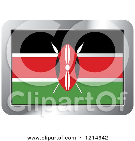 Clipart of a Kenya Flag and Silver Frame Icon - Royalty Free Vector Illustration by Lal Perera