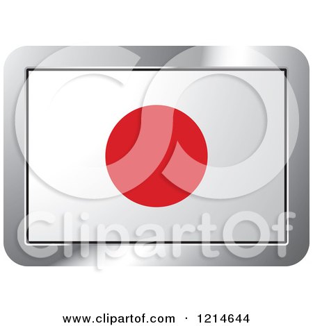 Clipart of a Japan Flag and Silver Frame Icon - Royalty Free Vector Illustration by Lal Perera