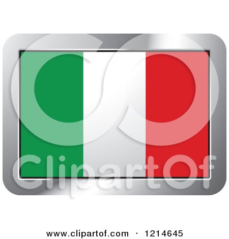 Clipart of an Italy Flag and Silver Frame Icon - Royalty Free Vector Illustration by Lal Perera