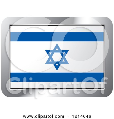 Clipart of an Israeli Flag and Silver Frame Icon - Royalty Free Vector Illustration by Lal Perera