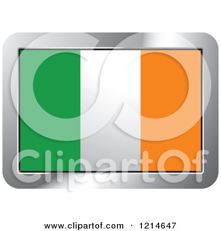 Clipart of an Ireland Flag and Silver Frame Icon - Royalty Free Vector Illustration by Lal Perera