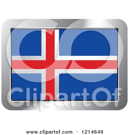 Clipart of an Iceland Flag and Silver Frame Icon - Royalty Free Vector Illustration by Lal Perera