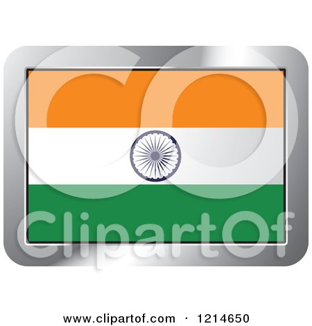 Clipart of an India Flag and Silver Frame Icon - Royalty Free Vector Illustration by Lal Perera