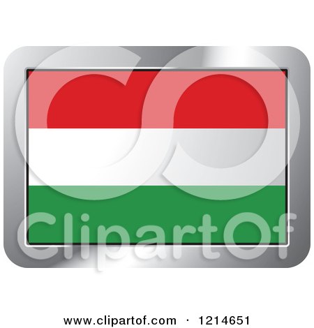 Clipart of a Hungary Flag and Silver Frame Icon - Royalty Free Vector Illustration by Lal Perera