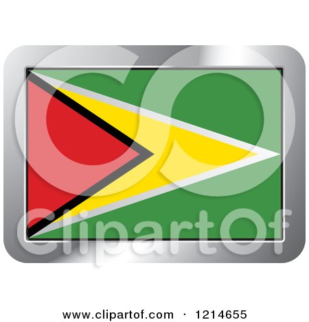 Clipart of a Guyana Flag and Silver Frame Icon - Royalty Free Vector Illustration by Lal Perera