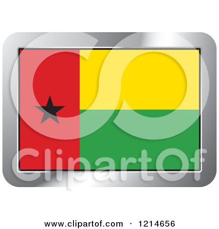 Clipart of a Guinea Bissau Flag and Silver Frame Icon - Royalty Free Vector Illustration by Lal Perera