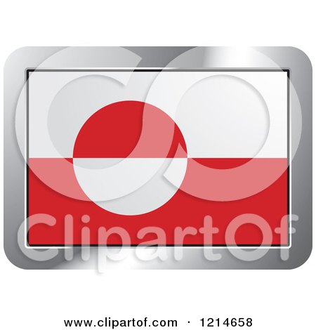 Clipart of a Greenland Flag and Silver Frame Icon - Royalty Free Vector Illustration by Lal Perera