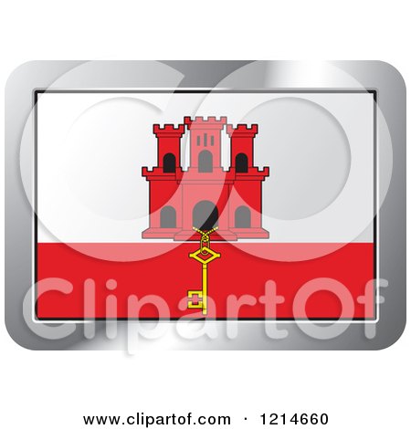 Clipart of a Gibraltar Flag and Silver Frame Icon - Royalty Free Vector Illustration by Lal Perera