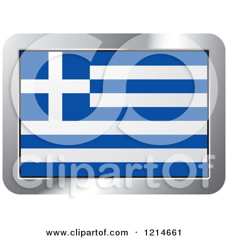 Clipart of a Greece Flag and Silver Frame Icon - Royalty Free Vector Illustration by Lal Perera