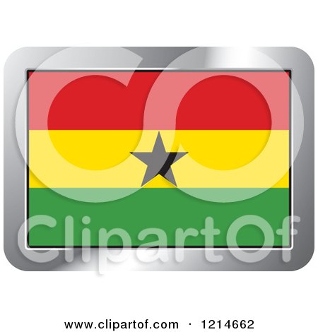 Clipart of a Ghana Flag and Silver Frame Icon - Royalty Free Vector Illustration by Lal Perera
