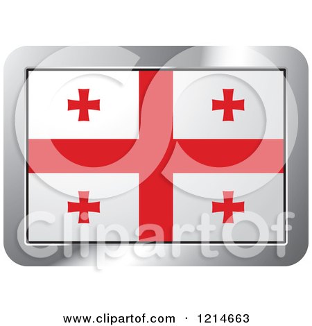 Clipart of a Georgia Flag and Silver Frame Icon - Royalty Free Vector Illustration by Lal Perera
