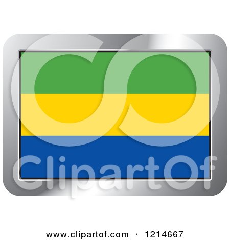 Clipart of a Gabon Flag and Silver Frame Icon - Royalty Free Vector Illustration by Lal Perera