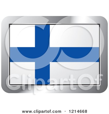 Clipart of a Finland Flag and Silver Frame Icon - Royalty Free Vector Illustration by Lal Perera