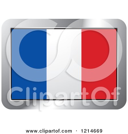 Clipart of a France Flag and Silver Frame Icon - Royalty Free Vector Illustration by Lal Perera