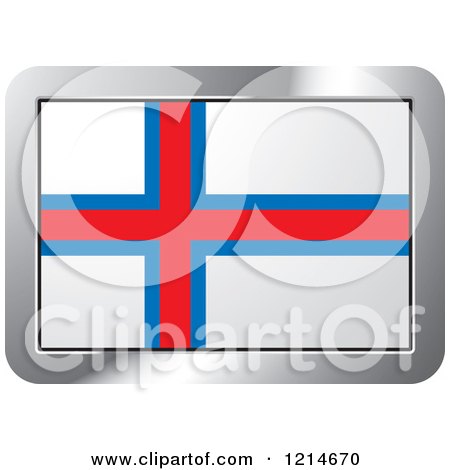 Clipart of a Faroe Island Flag and Silver Frame Icon - Royalty Free Vector Illustration by Lal Perera