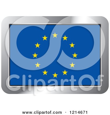 Clipart of an European Flag and Silver Frame Icon - Royalty Free Vector Illustration by Lal Perera
