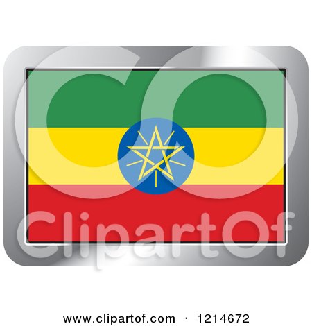 Clipart of an Ethiopia Flag and Silver Frame Icon - Royalty Free Vector Illustration by Lal Perera