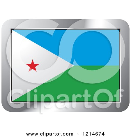 Clipart of a Dijbouti Flag and Silver Frame Icon - Royalty Free Vector Illustration by Lal Perera