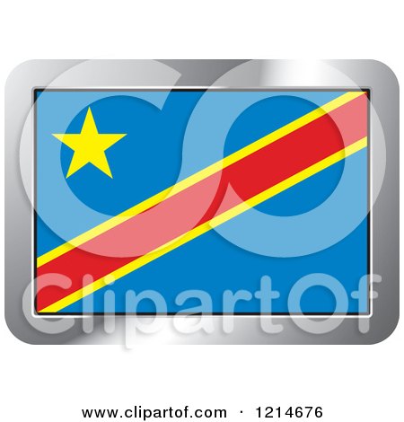Clipart of a Congo Flag and Silver Frame Icon - Royalty Free Vector Illustration by Lal Perera