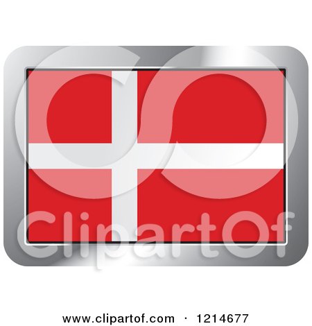 Clipart of a Denmark Flag and Silver Frame Icon - Royalty Free Vector Illustration by Lal Perera