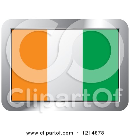 Clipart of a Cote D Ivoire Flag and Silver Frame Icon - Royalty Free Vector Illustration by Lal Perera