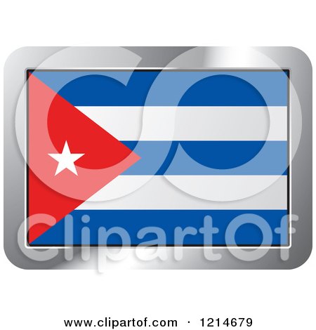 Clipart of a Cuba Flag and Silver Frame Icon - Royalty Free Vector Illustration by Lal Perera