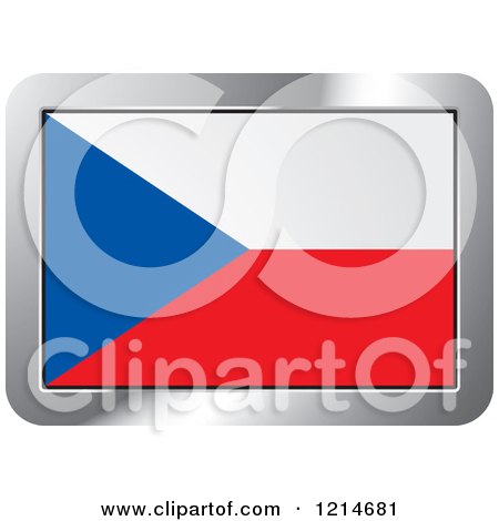 Clipart of a Czech Republic Flag and Silver Frame Icon - Royalty Free Vector Illustration by Lal Perera