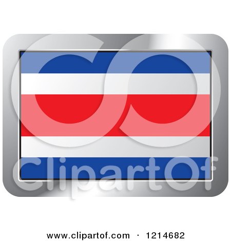 Clipart of a Costa Rica Flag and Silver Frame Icon - Royalty Free Vector Illustration by Lal Perera