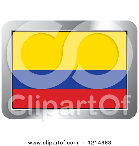 Clipart of a Colombia Flag and Silver Frame Icon - Royalty Free Vector Illustration by Lal Perera