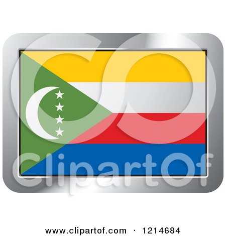 Clipart of a Comoros Flag and Silver Frame Icon - Royalty Free Vector Illustration by Lal Perera